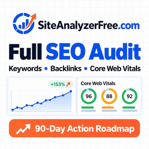 Full SEO Audit
Keywords • Backlinks • Core Web Vitals